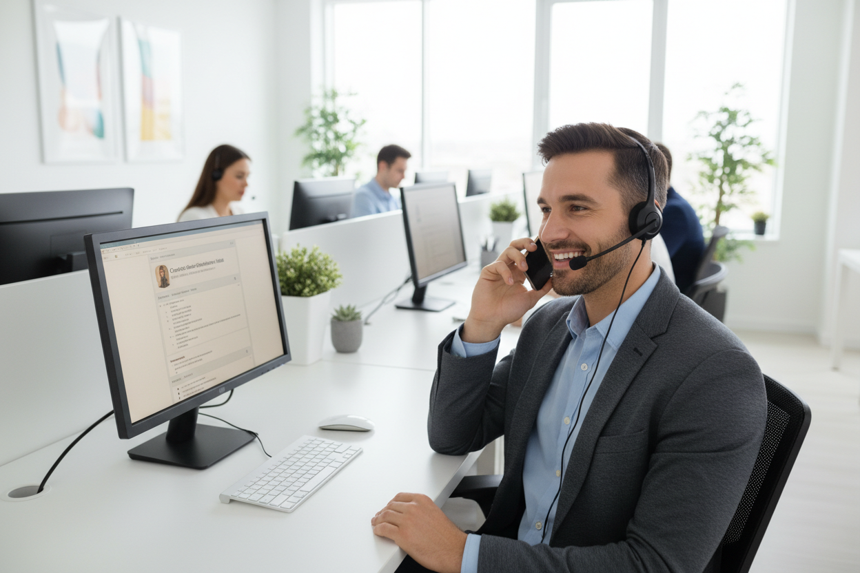 ein mann am Telefon. callcenter. 