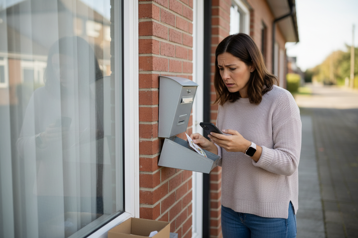 Eine Frau die verzweifelt auf ihre Post wartet und nicht weiß wo ihre Post bleibt.